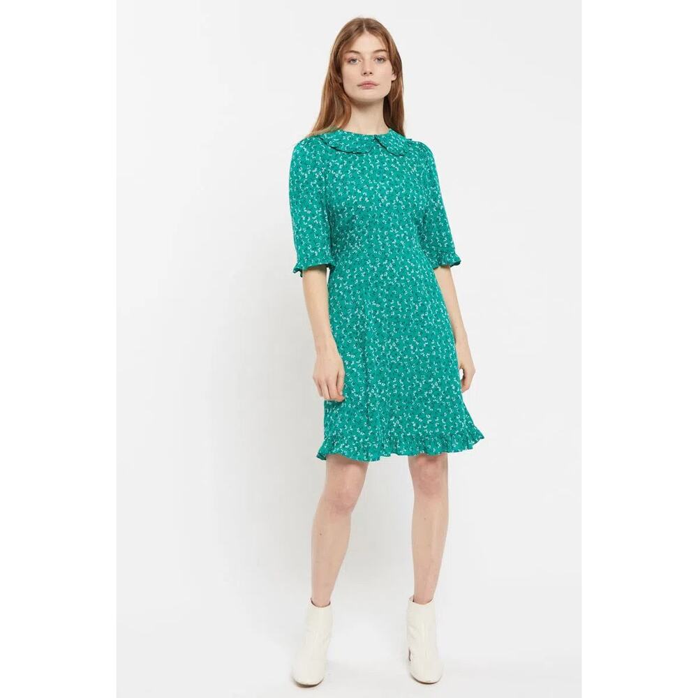 Louche Myfawny Green Ditsy Print Mini Dress - UK 16